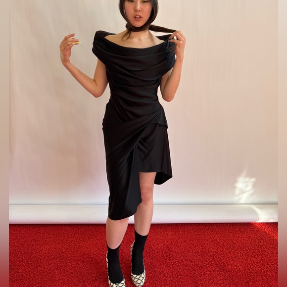 Vivienne Westwood ICONIC PUMP SQUIGGLE DARK BLUE ON WHITE USED - Picture 3 of 12